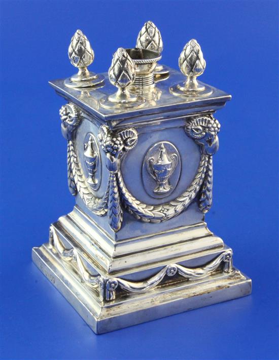 A Victorian silver club table lighter by Richard Hodd & Son, height 5in.